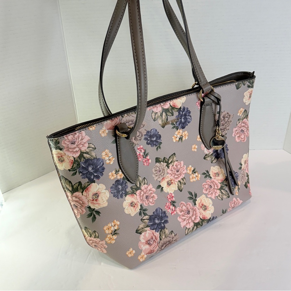 🌸 Elegant Nine West Floral Satchel – Taupe Garden Romance 🌸